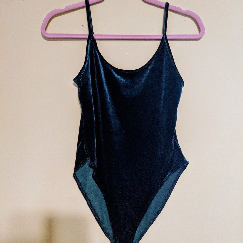 Velvet green/blue bodysuit top